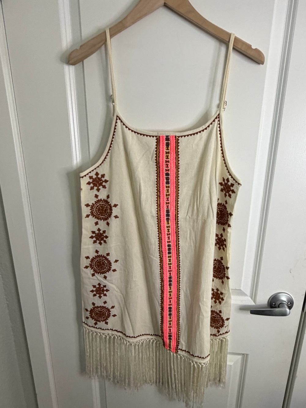 Cleobella Cream Fringe Embroidered Camisole with Brown Accents - Picture 2 of 3